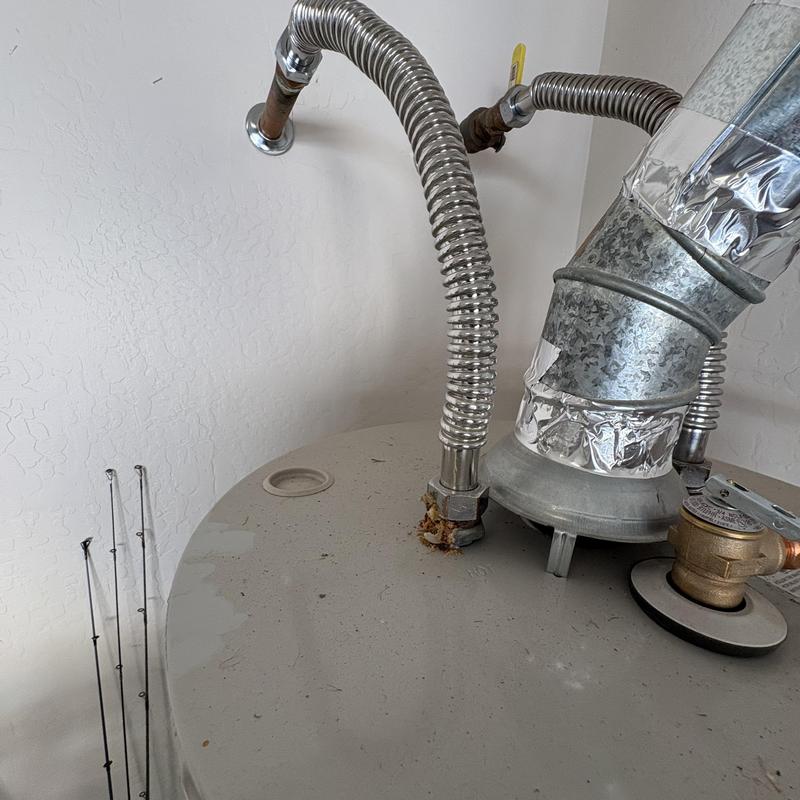 Water heater anode rod with rust corrosion detail
