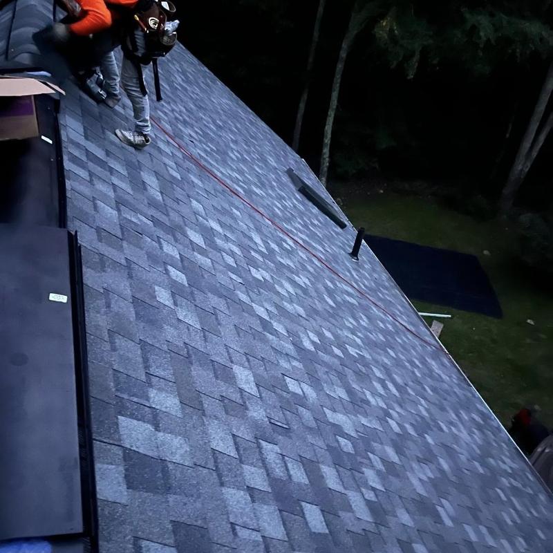 Asphalt shingle roof installation on steep slope
