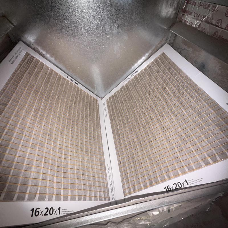 HVAC air filters installed inside metal air duct HVAC air filters installed inside metal air duct