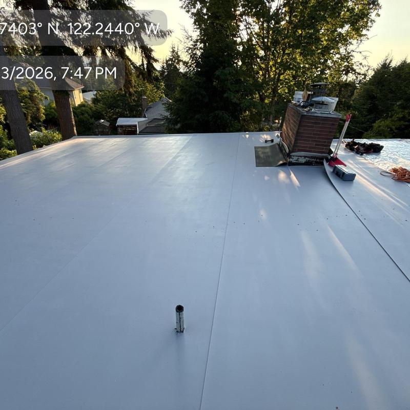 TPO roofing membrane installation on flat roof TPO roofing membrane installation on flat roof