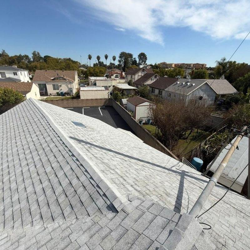 Shingle roof installation on residential home in Monrovia Shingle roof installation on residential home in Monrovia
