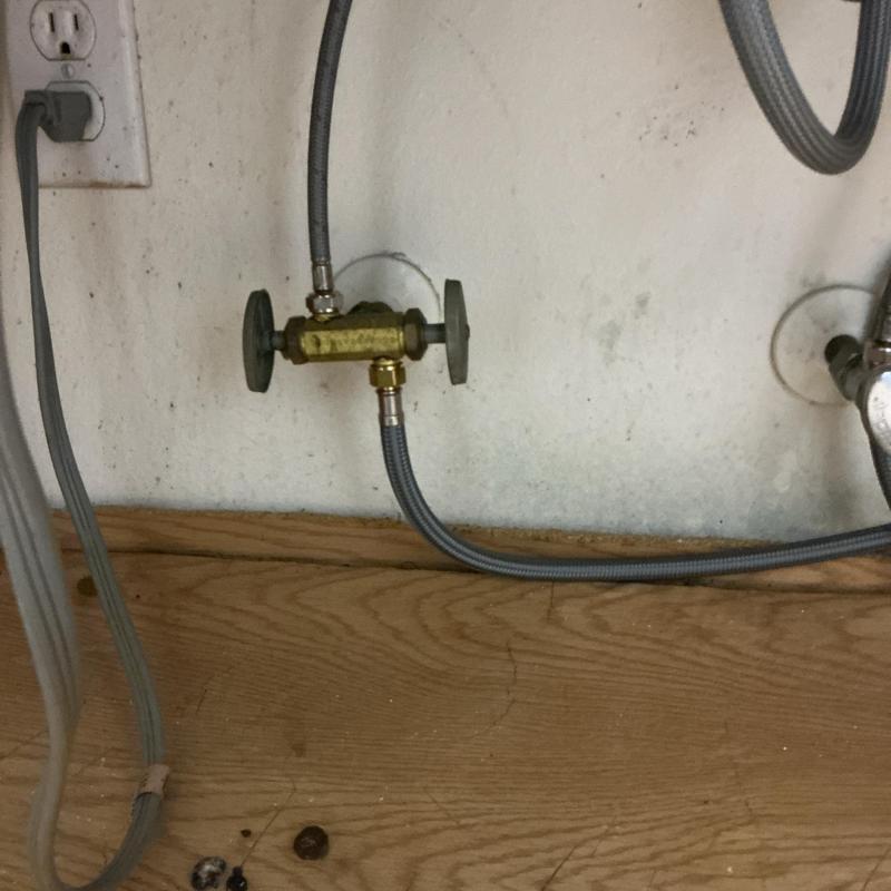 Water shutoff valve with flexible supply lines under sink