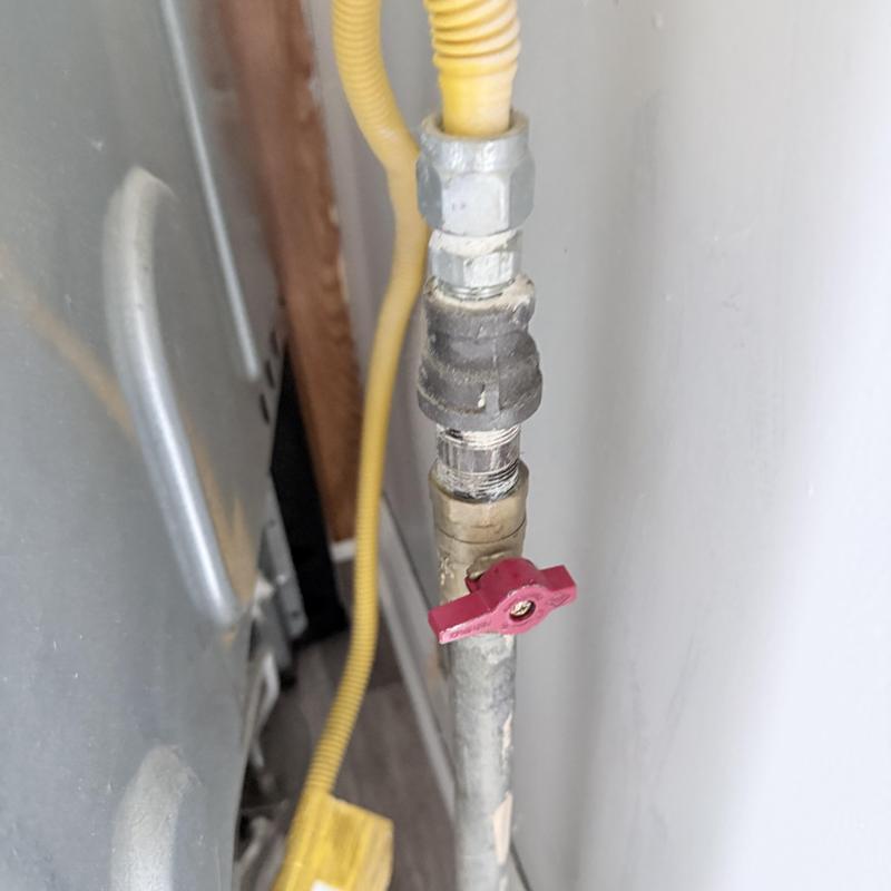 Gas valve and flex line for range connection