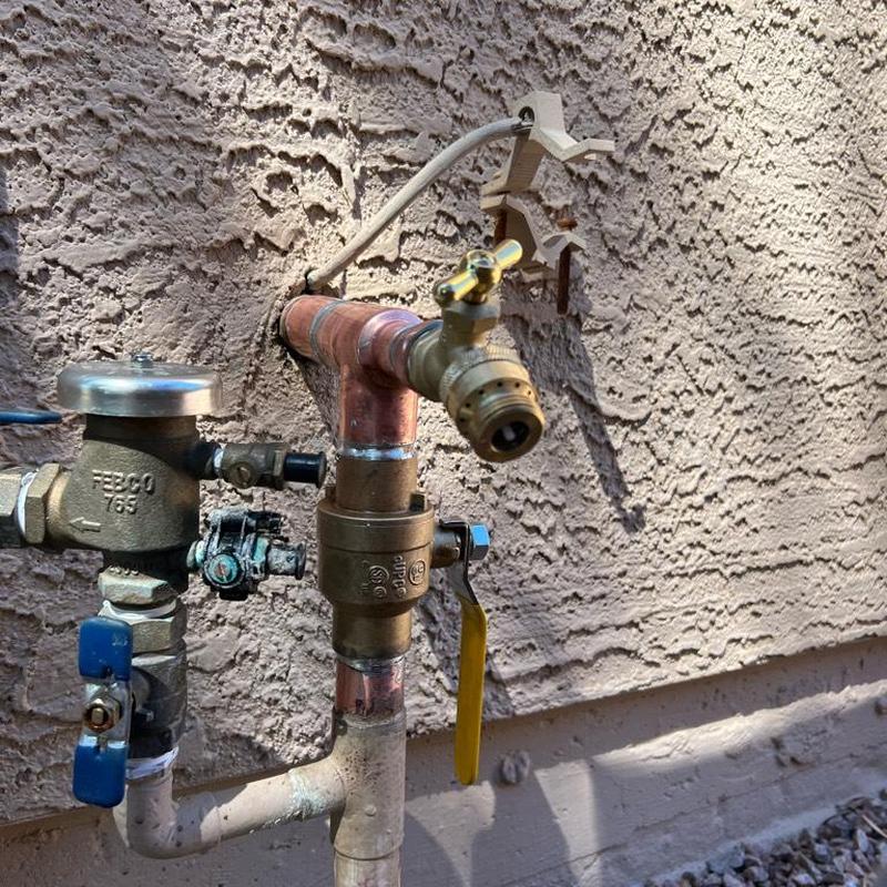 Water service riser with new ball valve and hose bib Water service riser with new ball valve and hose bib