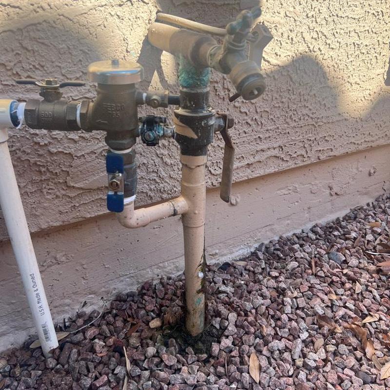 Water main riser with ball valves and hose bib Water main riser with ball valves and hose bib