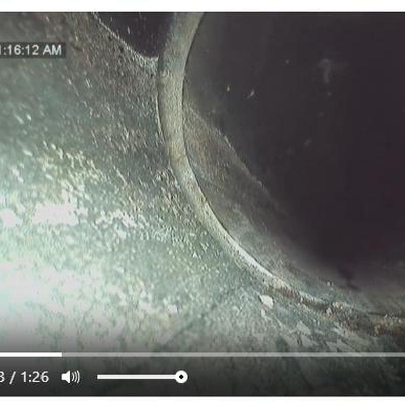 Sewer line interior inspection showing pipe condition
