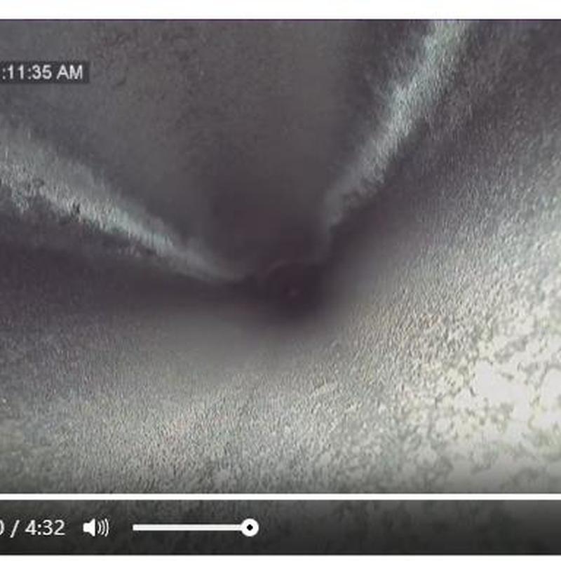 Sewer line camera inspection showing clear interior pipe