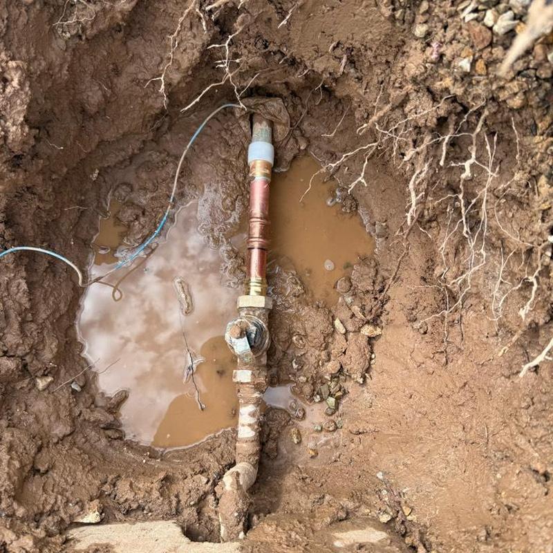 Pressurized Relief Valve pipe with leak and muddy water Pressurized Relief Valve pipe with leak and muddy water