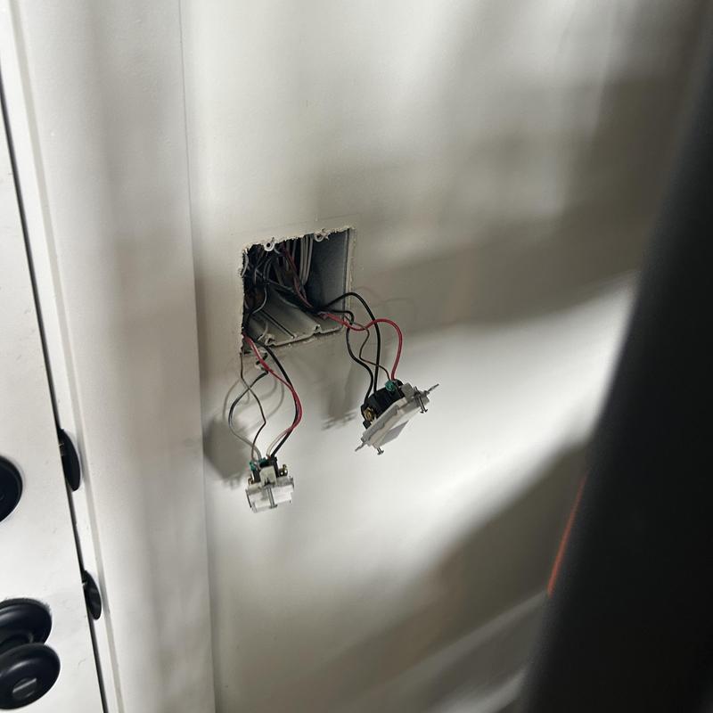 Lighting switch wiring with exposed connectors and wires