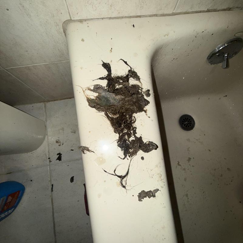 Bathtub drain clog with hair and debris removal Bathtub drain clog with hair and debris removal