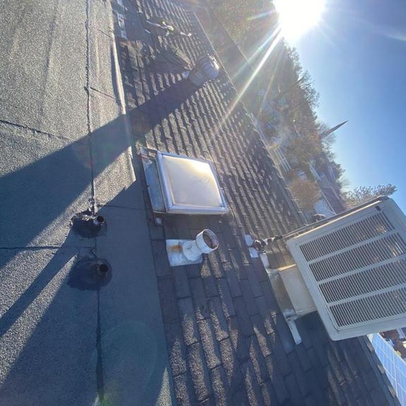 Roof flashing and ventilation pipes with sunlight glare