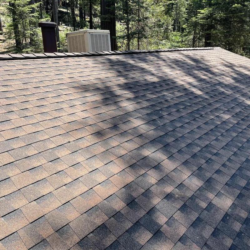 Asphalt shingle roof on cabin with new lifetime warranty