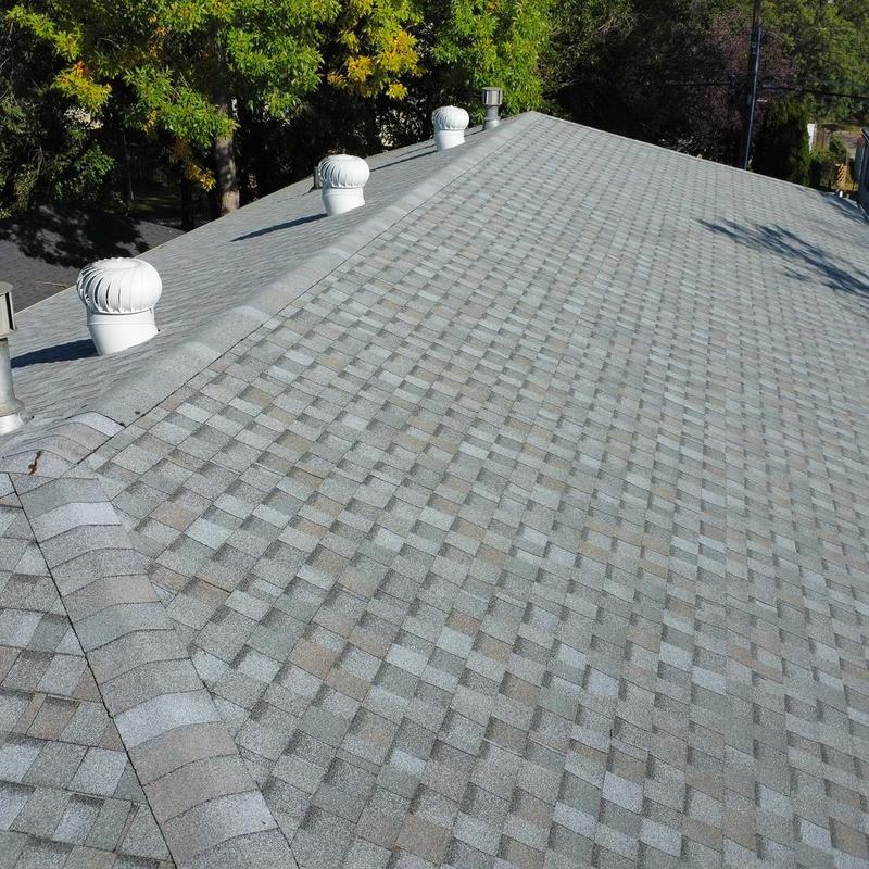 Tamko Titan XT shingle roof with vent turbines Tamko Titan XT shingle roof with vent turbines