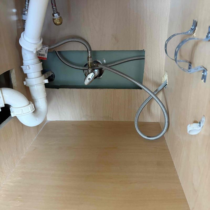 Under-sink water shut off valve replacement and faucet tightening Under-sink water shut off valve replacement and faucet tightening