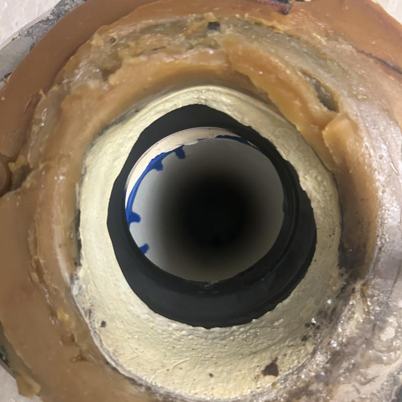 Commercial toilet drain pipe with repair sealing sealant Commercial toilet drain pipe with repair sealing sealant