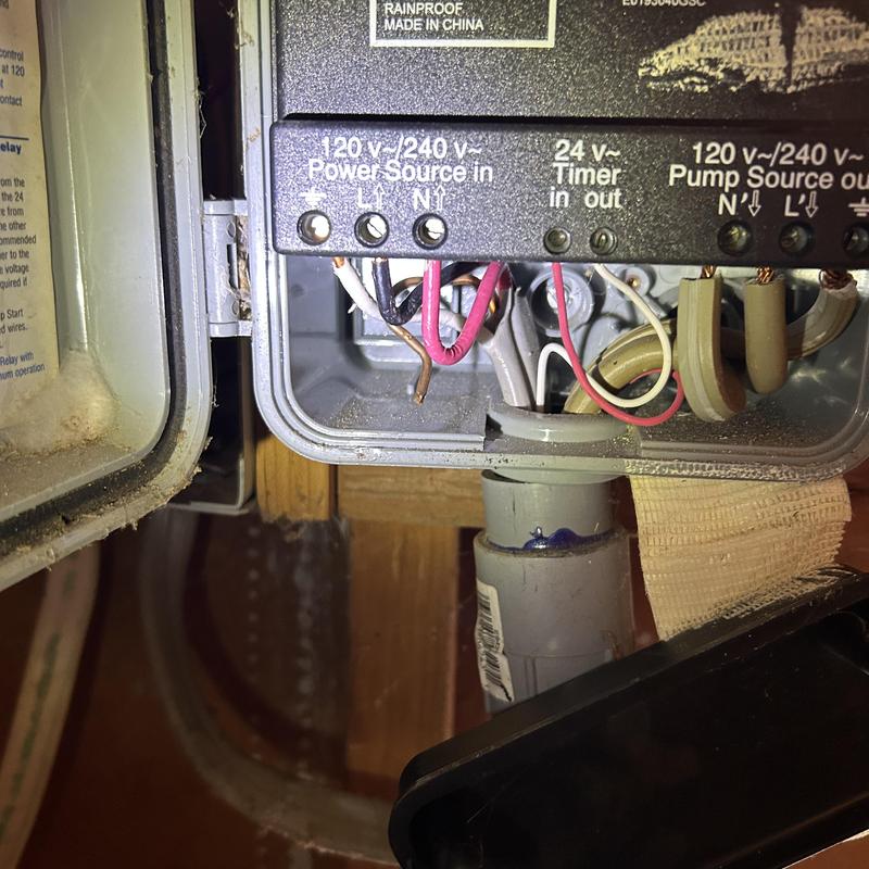 Pump control box wiring and circuitry connections inside panel Pump control box wiring and circuitry connections inside panel