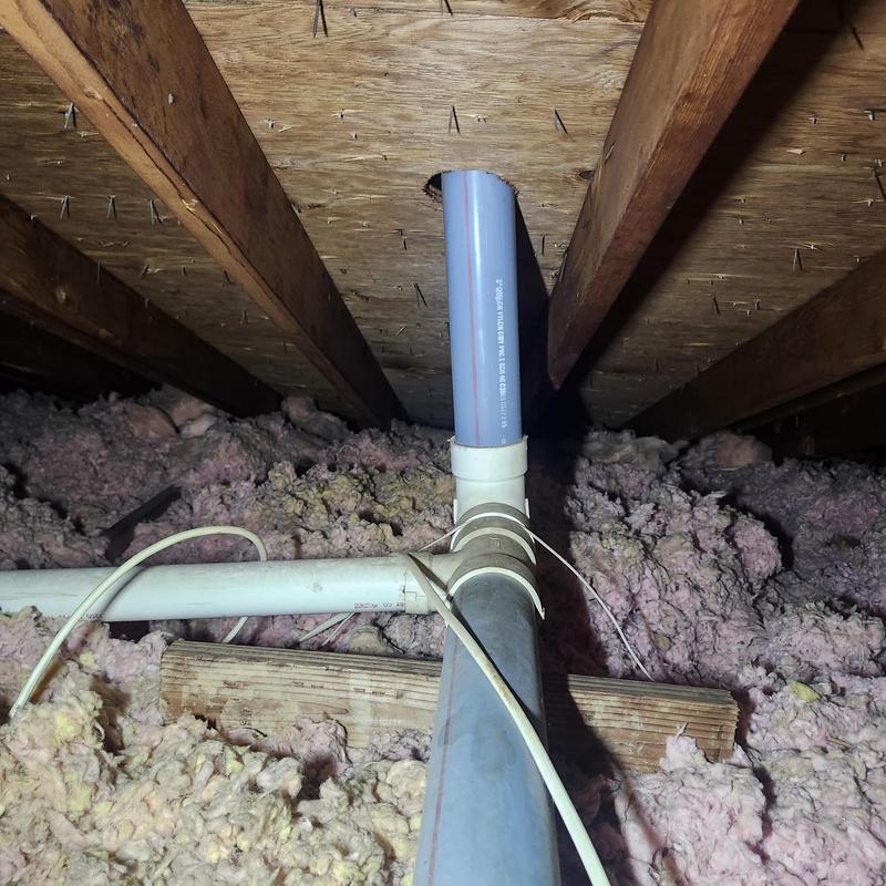 PVC vent pipe collar replacement in attic insulation
