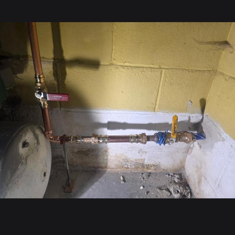 Water meter bank with ball valves installation