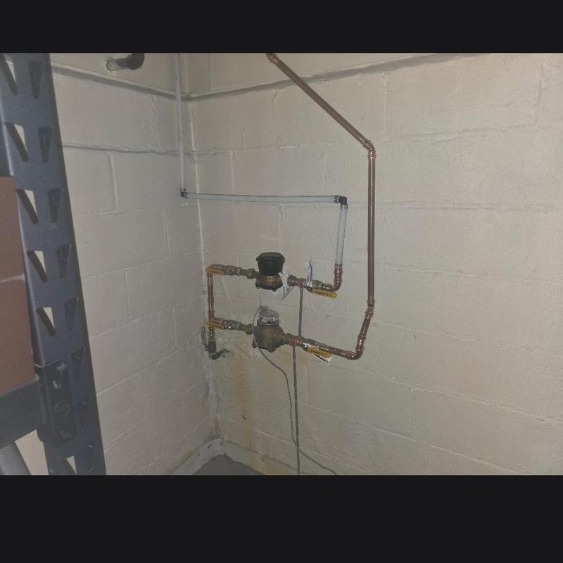 Secondary water meter with copper piping installation Secondary water meter with copper piping installation