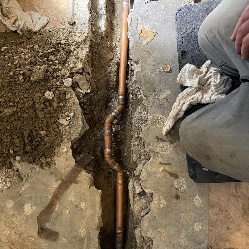 Copper plumbing line with new type L fittings repair