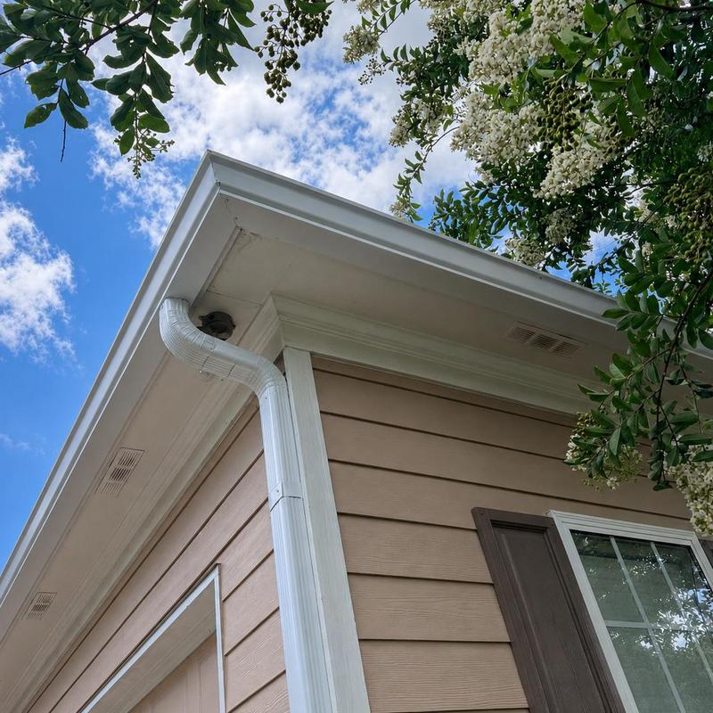 6-inch K-style gutter system with downspouts and guards