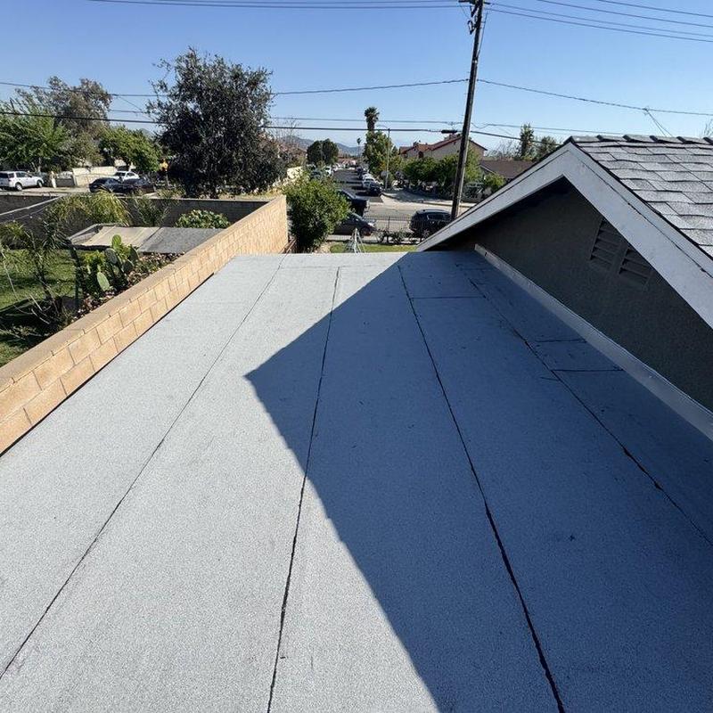 Flat roofing installation on residential building Pomona CA Flat roofing installation on residential building Pomona CA