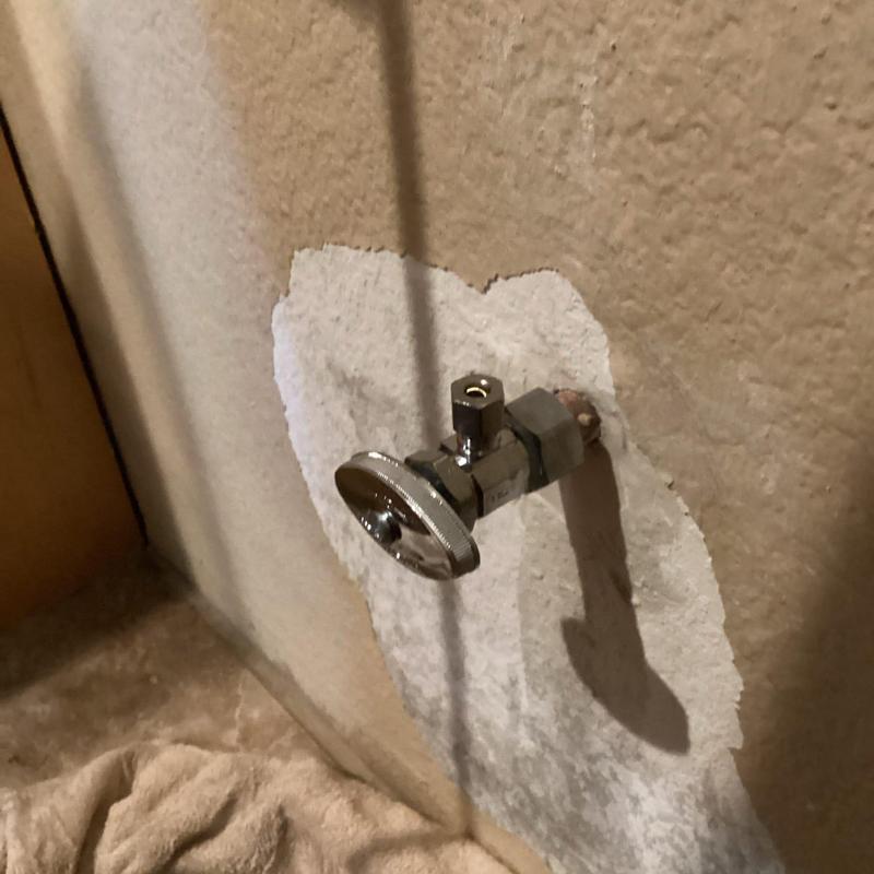 Angle stop valve installed on ice maker line