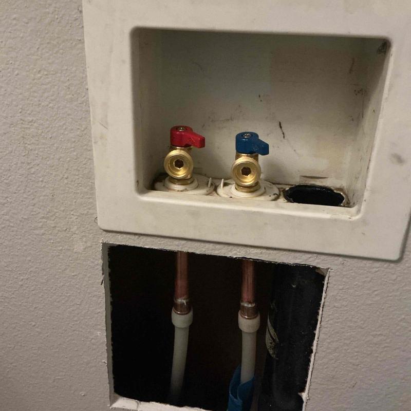 Laundry shut-off valves replacement with hot and cold valves