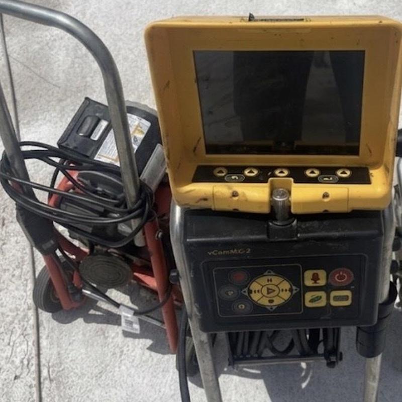 Drain line inspection camera with monitor and controls