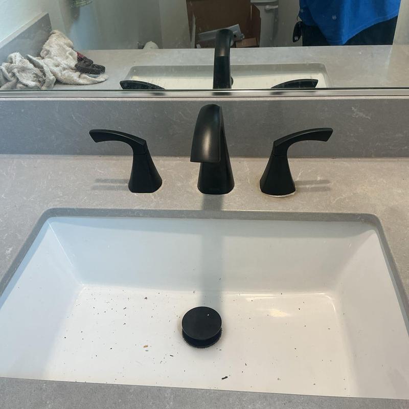 Widespread faucet and pop-up assembly installation