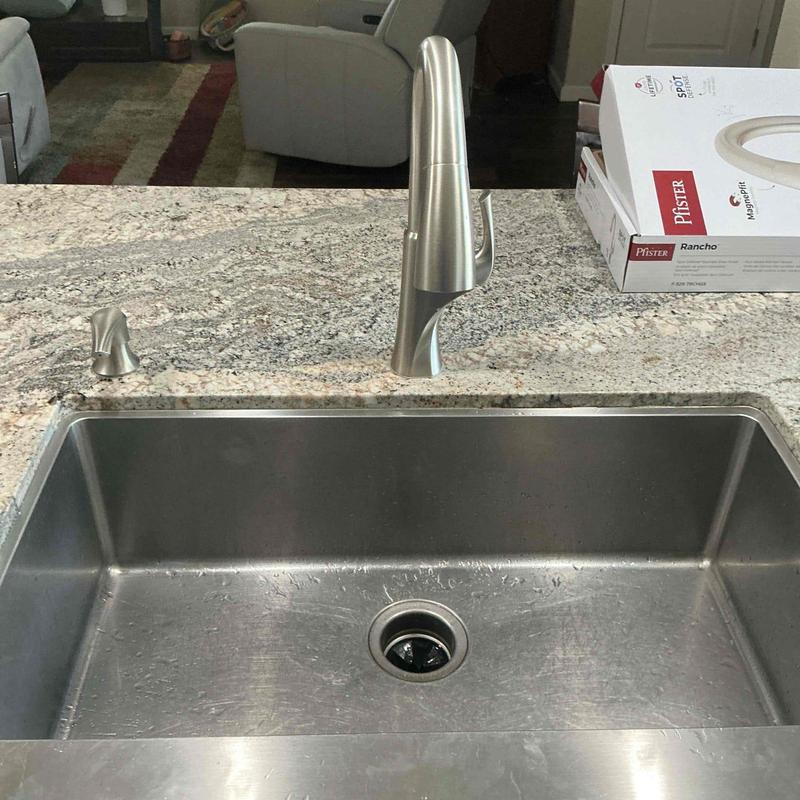 Kitchen faucet and stainless steel sink installation