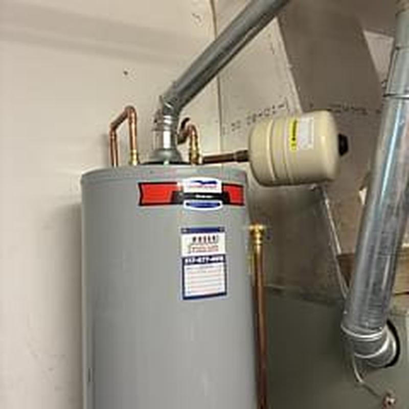 Gas water heater with expansion tank and vents