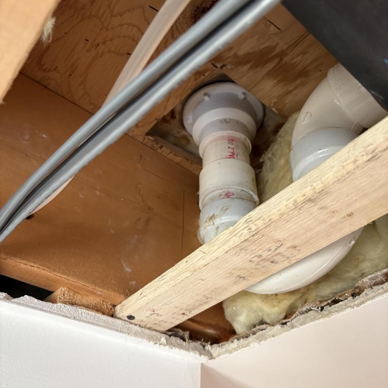 Shower drain piping and strainer with ceiling access