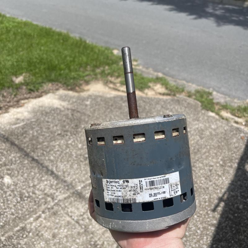 Blower motor removed from residential package unit