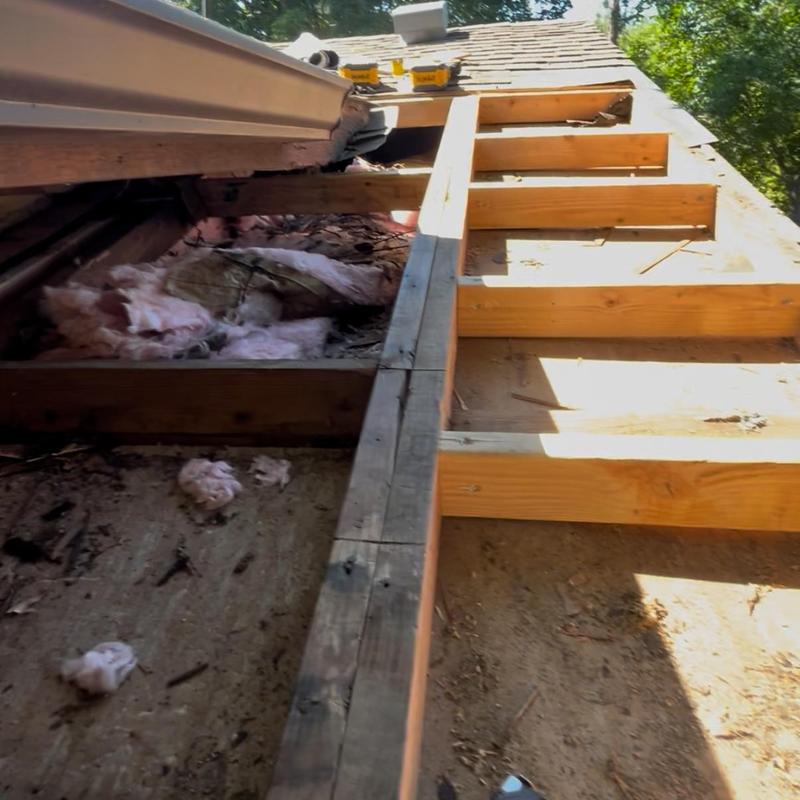 Roof sub deck removal and wooden bracing rebuild Roof sub deck removal and wooden bracing rebuild