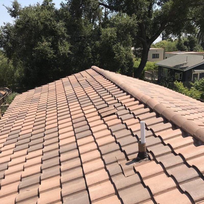 Tile roof with ridge cap and vent pipe in West Covina Tile roof with ridge cap and vent pipe in West Covina