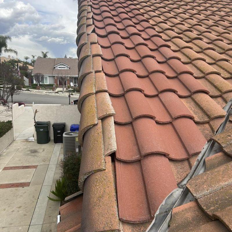 Tile roof ridge inspection on residential home Tile roof ridge inspection on residential home