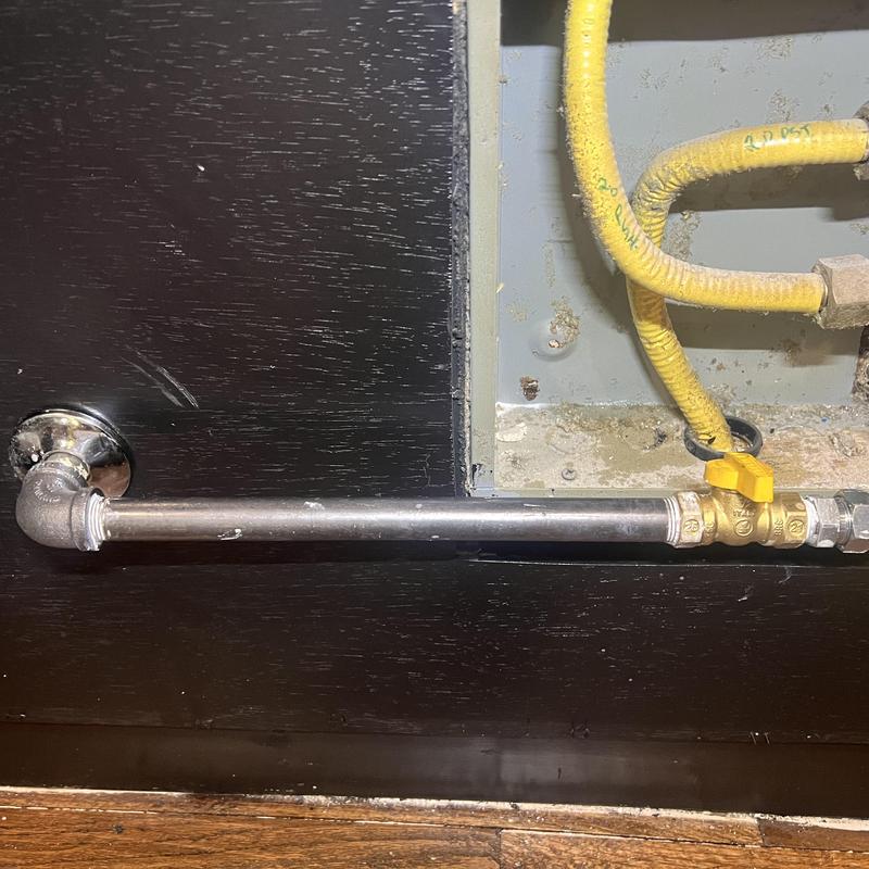 Gas dryer shutoff valve and steel gas line installation