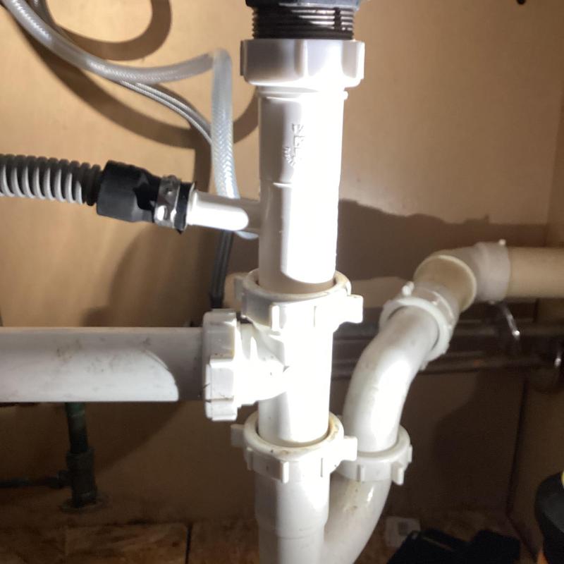 Dishwasher drain line and under-sink drainpipe installation
