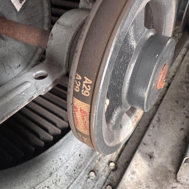 HVAC blower wheel belt on rooftop unit system