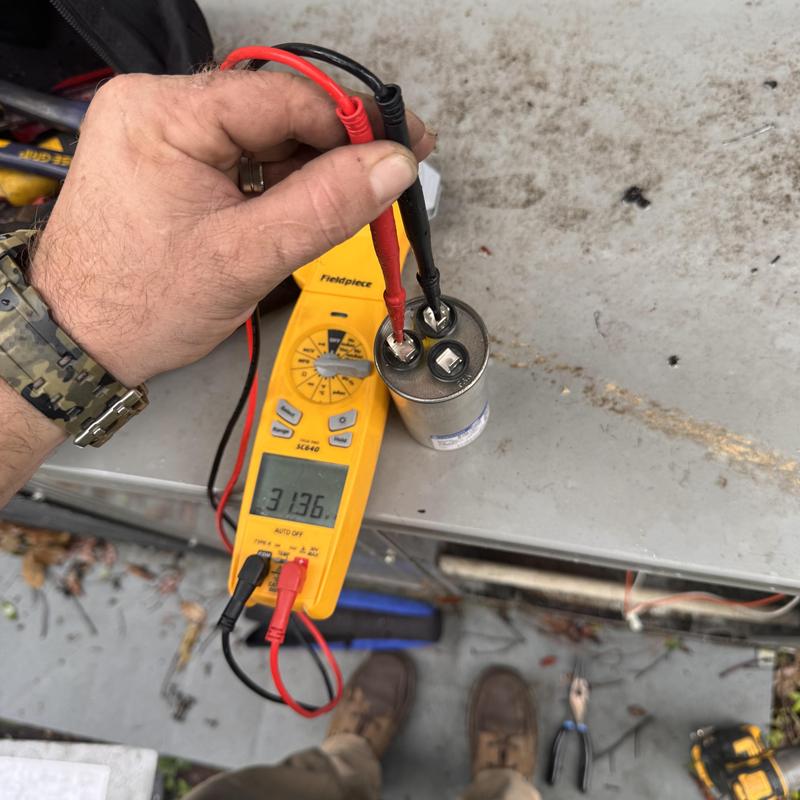 HVAC capacitor testing with digital multimeter