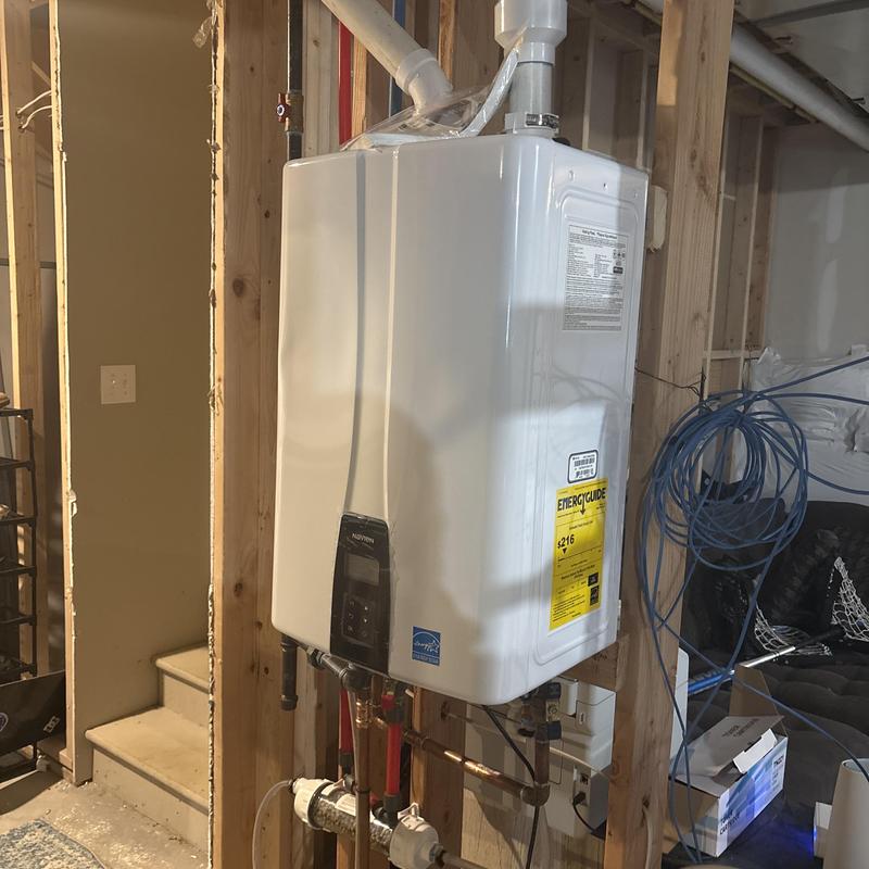 Tankless water heater installation in basement space Tankless water heater installation in basement space