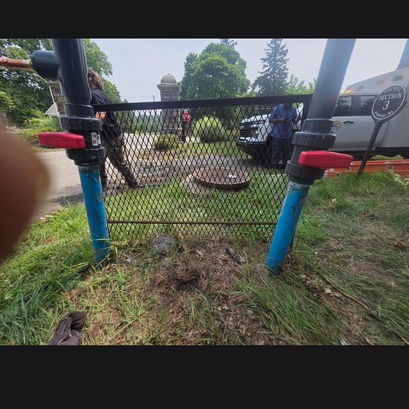 Water meter pit with ball valves and piping Water meter pit with ball valves and piping