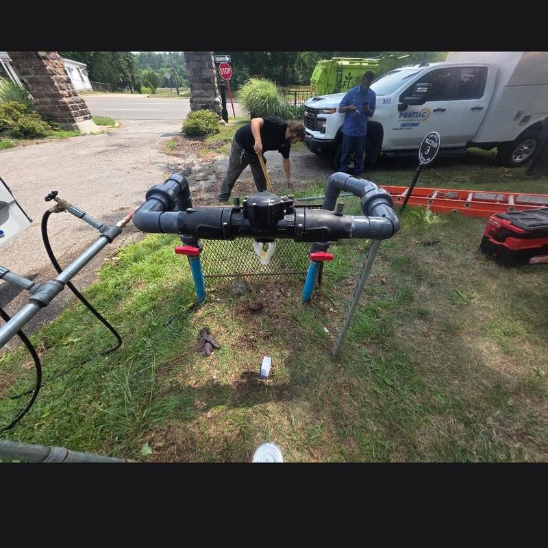 Water meter and ball valves installation with piping rebuild Water meter and ball valves installation with piping rebuild