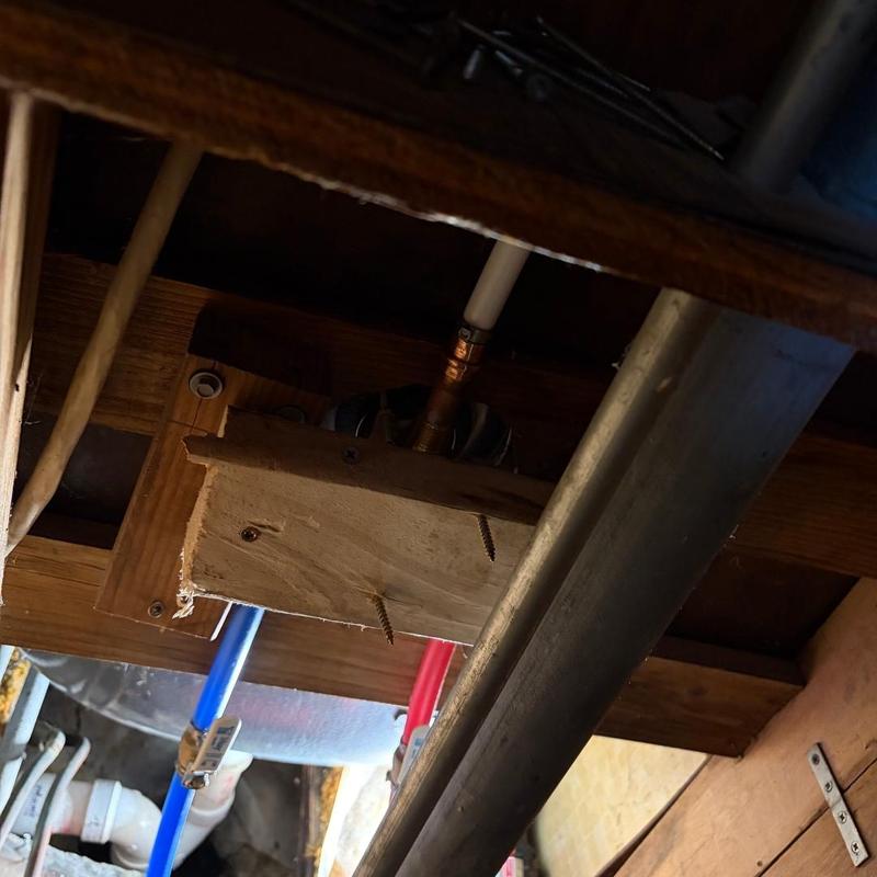 Shower valve and piping replacement under floorboards Shower valve and piping replacement under floorboards