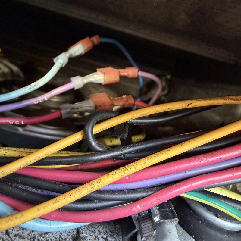 HVAC control board wiring connections close-up
