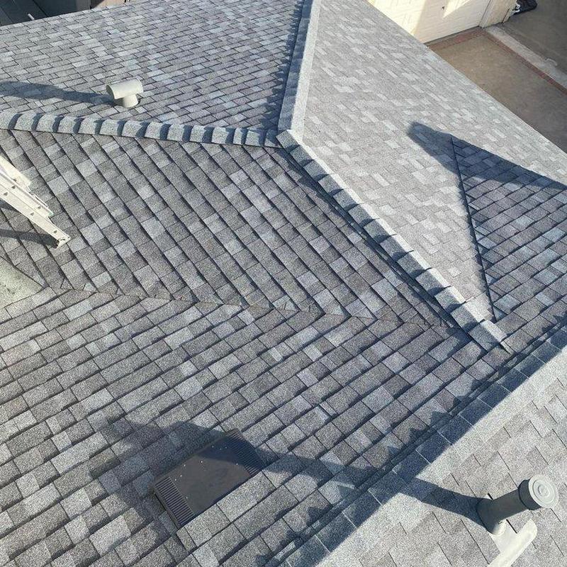 Shingle roof with ridge and vent installation Shingle roof with ridge and vent installation