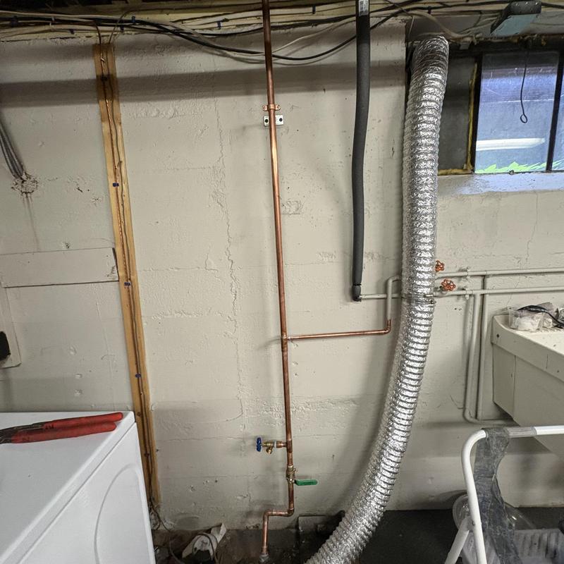 Three-quarter copper water main with new riser installation