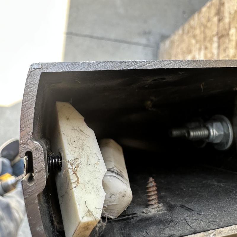 Flush bolt and guide inside commercial door cavity