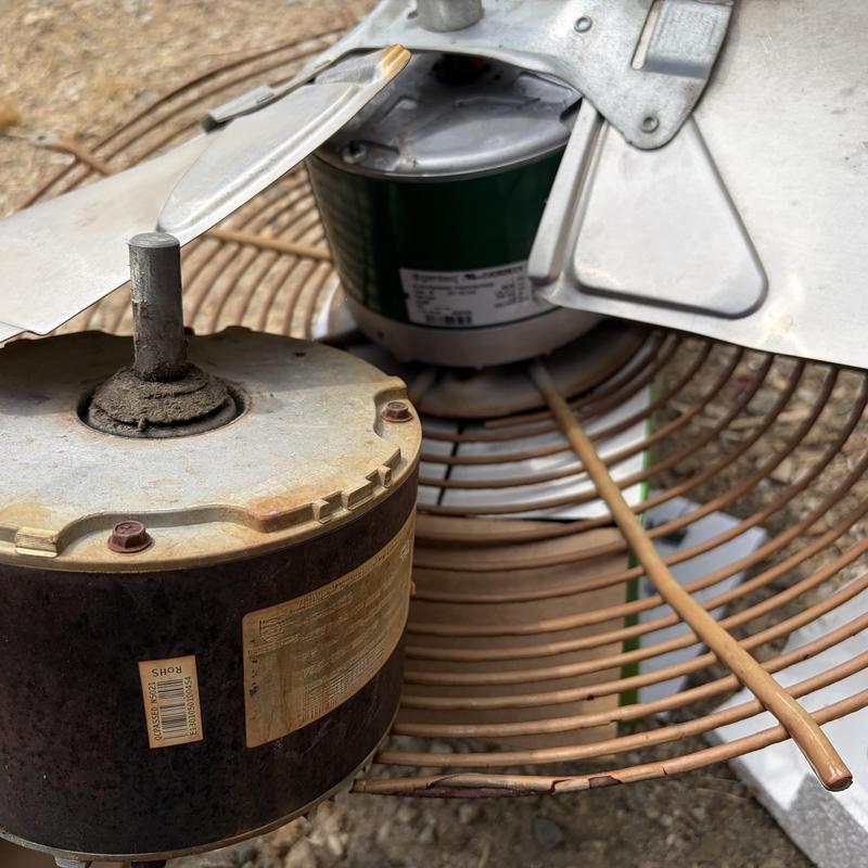 Condenser fan motor with oil loss and dust buildup